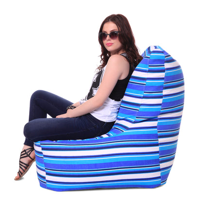 Style Homez Classic Chair Cotton Canvas Stripes Printed Bean Bag XXL Size Filled with Beans Fillers