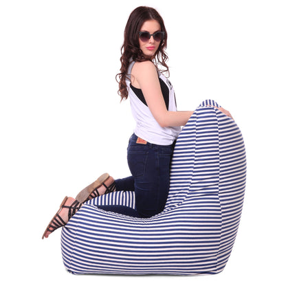 Style Homez Classic Chair Cotton Canvas Stripes Printed Bean Bag XXL Size Filled with Beans Fillers
