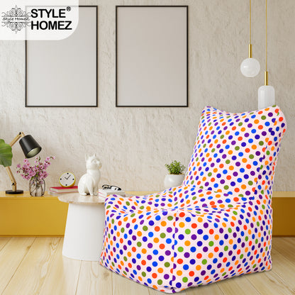 Style Homez Classic Chair Cotton Canvas Polka Dots Printed Bean Bag XXL Size Filled with Beans Fillers