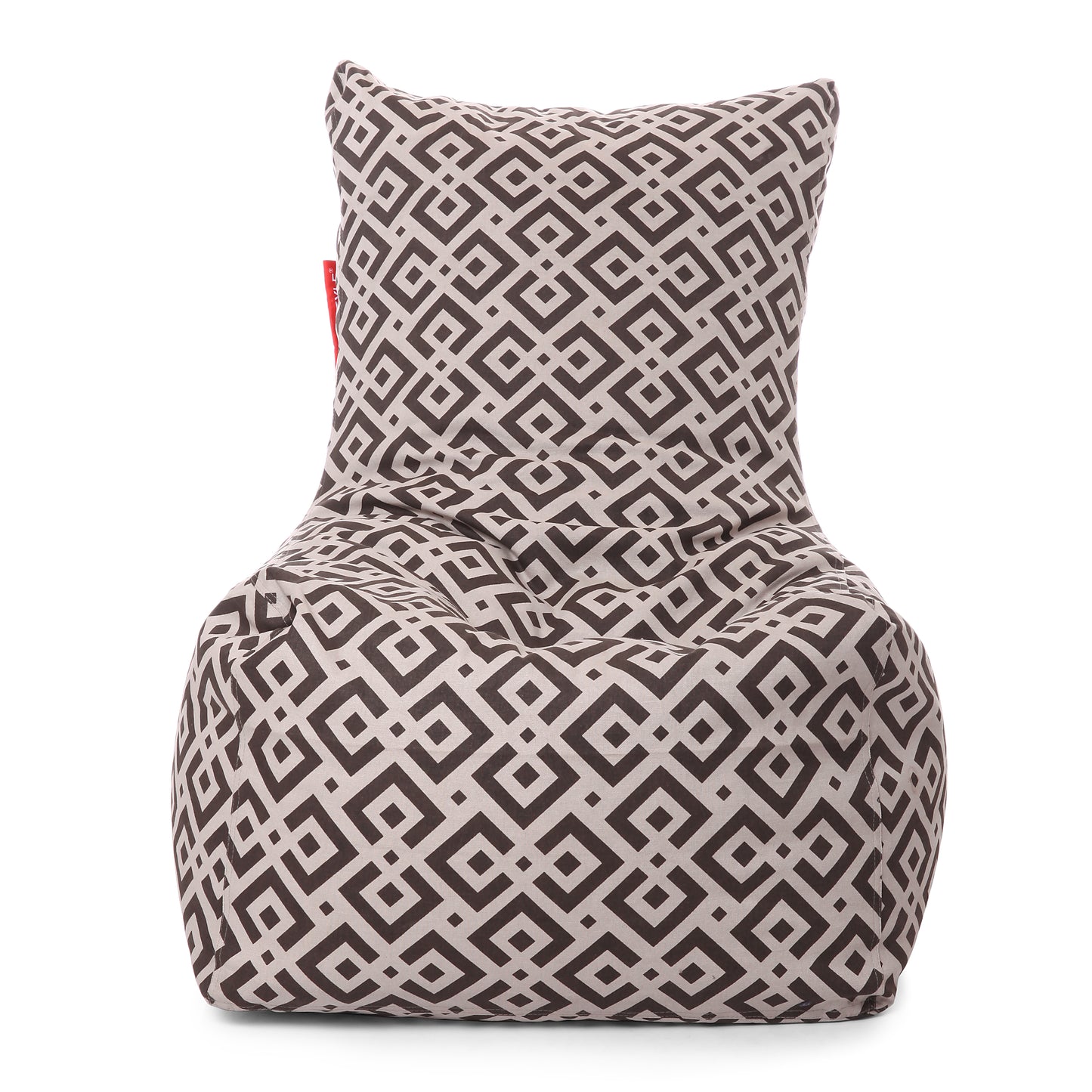 Style Homez Classic Chair Cotton Canvas Geometric Printed Bean Bag XXL Size Filled with Beans Fillers