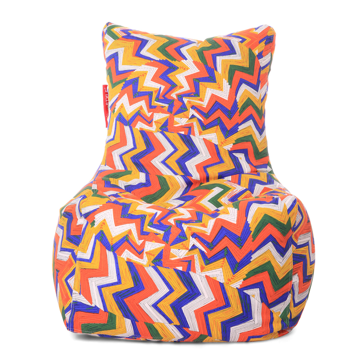 Style Homez Classic Chair Cotton Canvas Geometric Printed Bean Bag XXL Size Filled with Beans Fillers