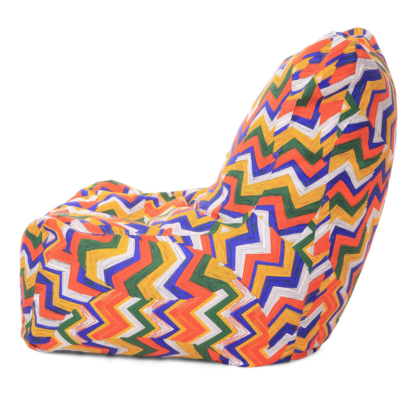 Style Homez Classic Chair Cotton Canvas Geometric Printed Bean Bag XXL Size Filled with Beans Fillers