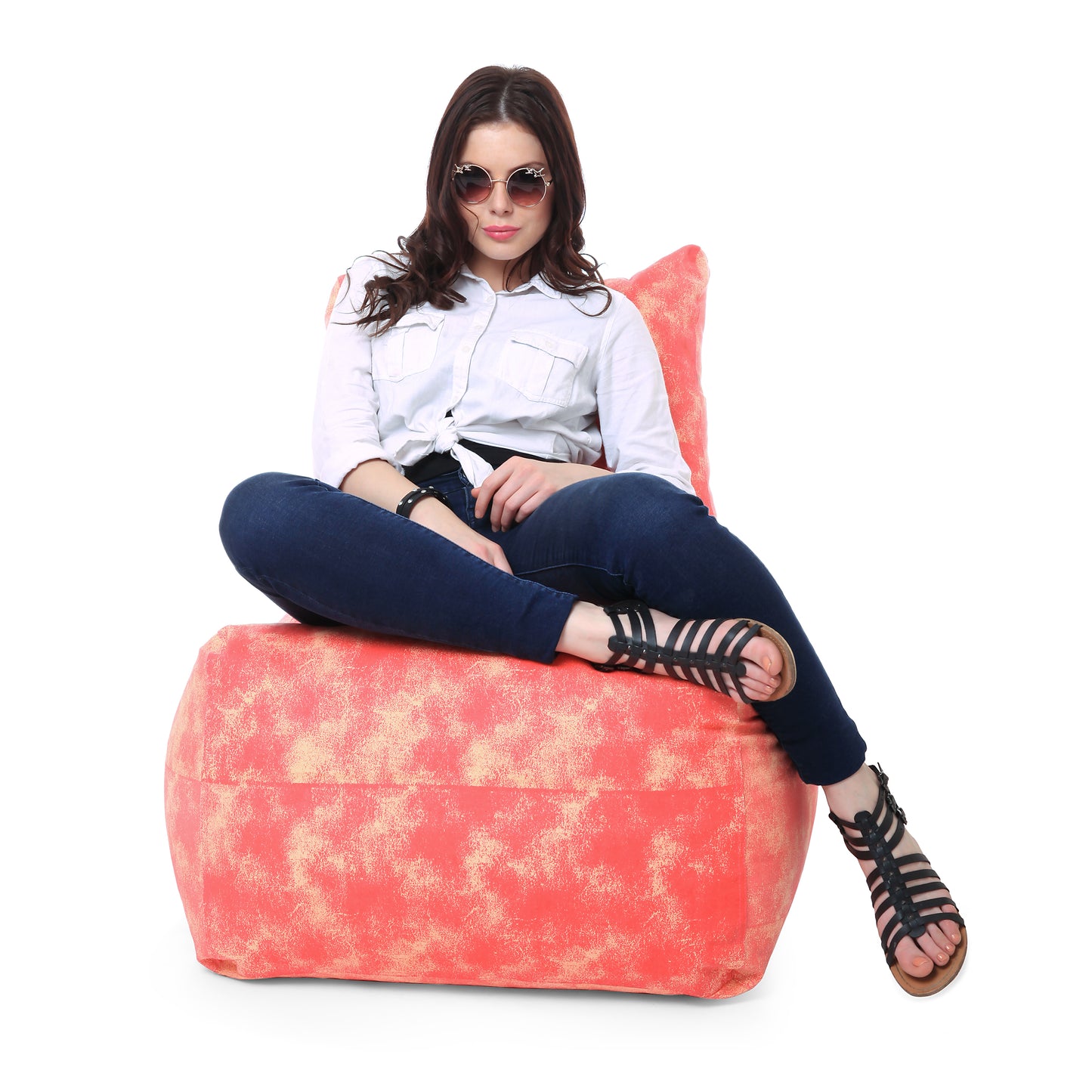Style Homez Classic Chair Cotton Canvas Abstract Printed Bean Bag XXL Size Filled with Beans Fillers