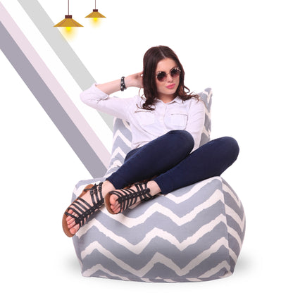 Style Homez Classic Chair Cotton Canvas Stripes Printed Bean Bag XXL Size Filled with Beans Fillers