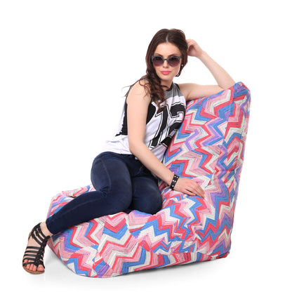 Style Homez Classic Chair Cotton Canvas Geometric Printed Bean Bag XXL Size Filled with Beans Fillers