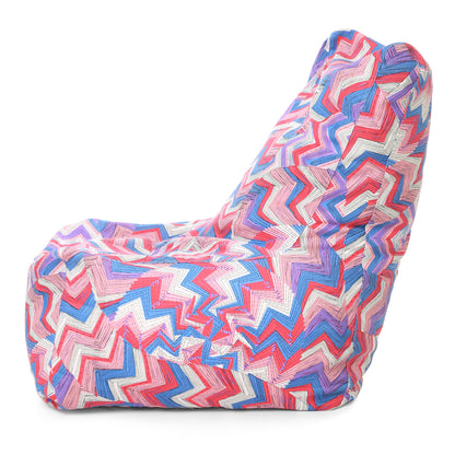Style Homez Classic Chair Cotton Canvas Geometric Printed Bean Bag XXL Size Filled with Beans Fillers
