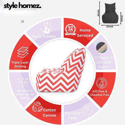 Style Homez Classic Chair Cotton Canvas Stripes Printed Bean Bag XXL Size Filled with Beans Fillers