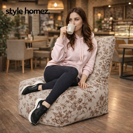 Style Homez Classic Chair Cotton Canvas Abstract Printed Bean Bag XXL Size Filled with Beans Fillers