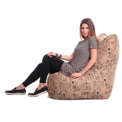 Style Homez Classic Chair Cotton Canvas Abstract Printed Bean Bag XXL Size Filled with Beans Fillers