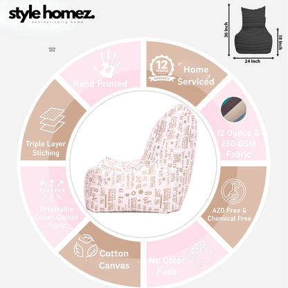 Style Homez Classic Chair Cotton Canvas Abstract Printed Bean Bag XXL Size Filled with Beans Fillers