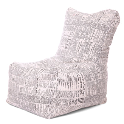 Style Homez Classic Chair Cotton Canvas Newspaper Printed Bean Bag XXL Size Filled with Beans Fillers
