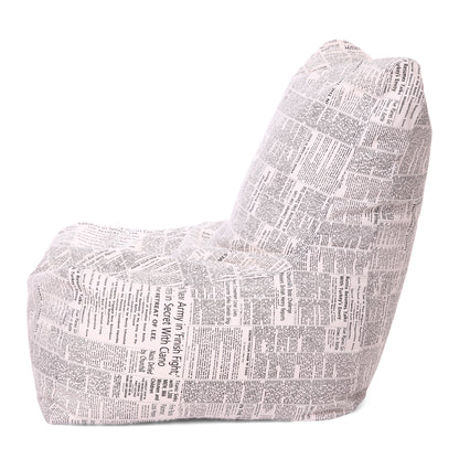 Style Homez Classic Chair Cotton Canvas Newspaper Printed Bean Bag XXL Size Filled with Beans Fillers