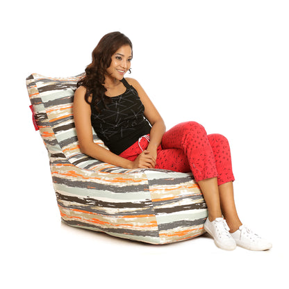 Style Homez Classic Chair Cotton Canvas Stripes Printed Bean Bag XXL Size Filled with Beans Fillers