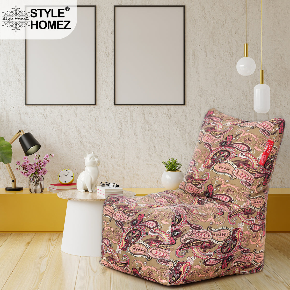 Style Homez Classic Chair  Cotton Canvas Paisley Printed Bean Bag XXL Size Filled with Beans Fillers