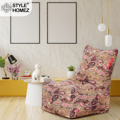 Style Homez Classic Chair  Cotton Canvas Paisley Printed Bean Bag XXL Size Filled with Beans Fillers