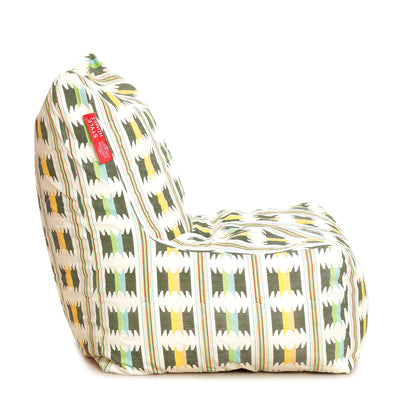Style Homez Classic Chair Cotton Canvas IKAT Printed Bean Bag XXL Size Filled with Beans Fillers