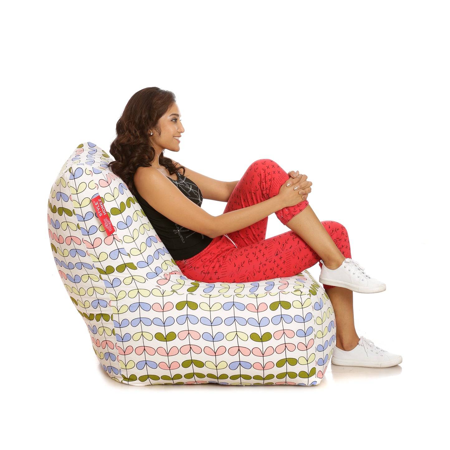 Style Homez Classic Chair  Cotton Canvas Abstract Printed Bean Bag XXL Size Filled with Beans Fillers