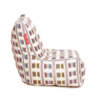 Style Homez Classic Chair Cotton Canvas IKAT Printed Bean Bag XXL Size Filled with Beans Fillers