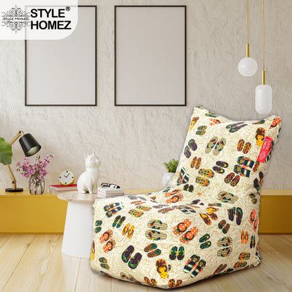 Style Homez Classic Chair  Cotton Canvas Abstract Printed Bean Bag XXL Size Filled with Beans Fillersr
