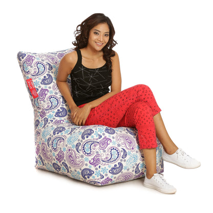 Style Homez Classic Chair Cotton Canvas Paisley Printed Bean BagXXL Size Filled with Beans Fillers