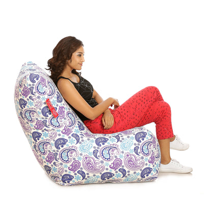 Style Homez Classic Chair Cotton Canvas Paisley Printed Bean BagXXL Size Filled with Beans Fillers
