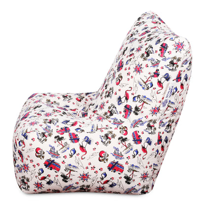 Style Homez Classic Chair Cotton Canvas Abstract Printed Bean Bag XL Size Filled with Beans Fillers