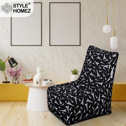 Style Homez Classic Chair Cotton Canvas Abstract Printed Bean BagXXL Size Filled with Beans Fillers