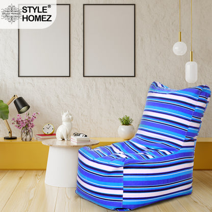 Style Homez Classic Cotton Canvas Chair Bean Bag, Stripes Printed XXXL Size Filled with Beans Fillers