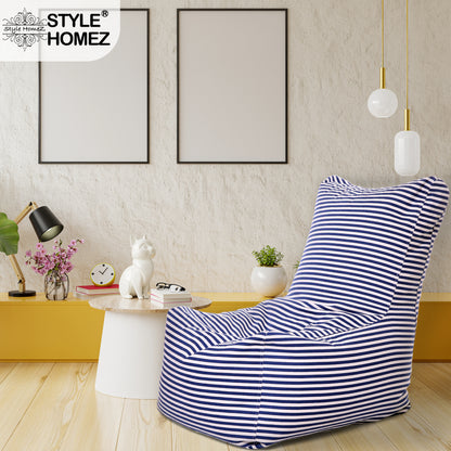 Style Homez Classic Cotton Canvas Chair Bean Bag, Stripes Printed XXXL Size Filled with Beans Fillers
