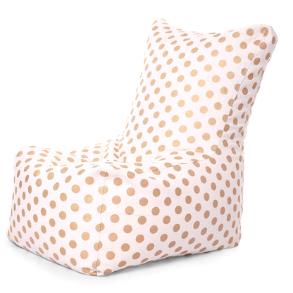 Style Homez Classic Cotton Canvas Chair Bean Bag, Polka Dots Printed XXXL Size Filled with Beans Fillers