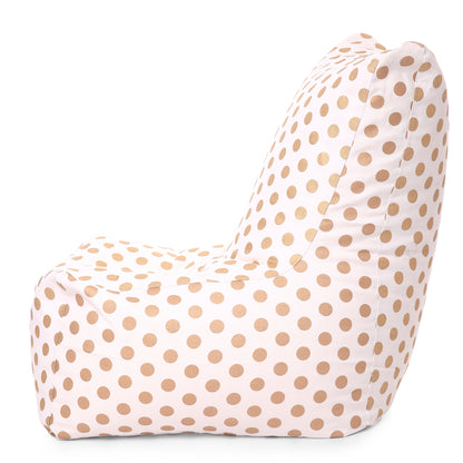 Style Homez Classic Cotton Canvas Chair Bean Bag, Polka Dots Printed XXXL Size Filled with Beans Fillers
