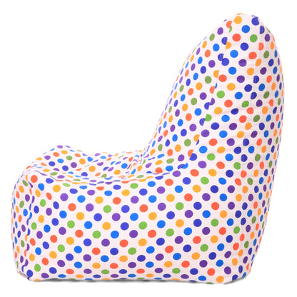 Style Homez Classic Cotton Canvas Chair Bean Bag, Polka Dots Printed XXXL Size Filled with Beans Fillers