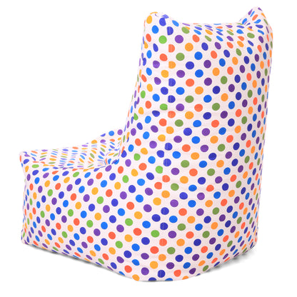 Style Homez Classic Cotton Canvas Chair Bean Bag, Polka Dots Printed XXXL Size Filled with Beans Fillers