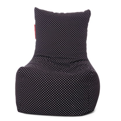 Style Homez Classic Cotton Canvas Chair Bean Bag, Polka Dots Printed XXXL Size Filled with Beans Fillers