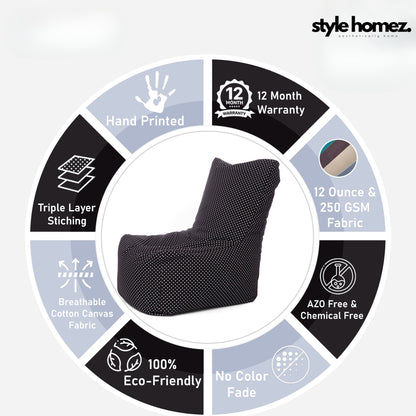 Style Homez Classic Cotton Canvas Chair Bean Bag, Polka Dots Printed XXXL Size Filled with Beans Fillers