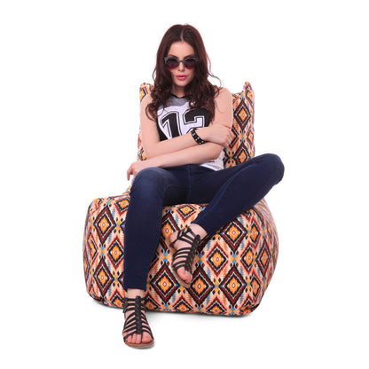 Style Homez COTTON CANVAS CLASSIC CHAIR, Geometric Printed Bean Bag XXXL Size, Cover Only