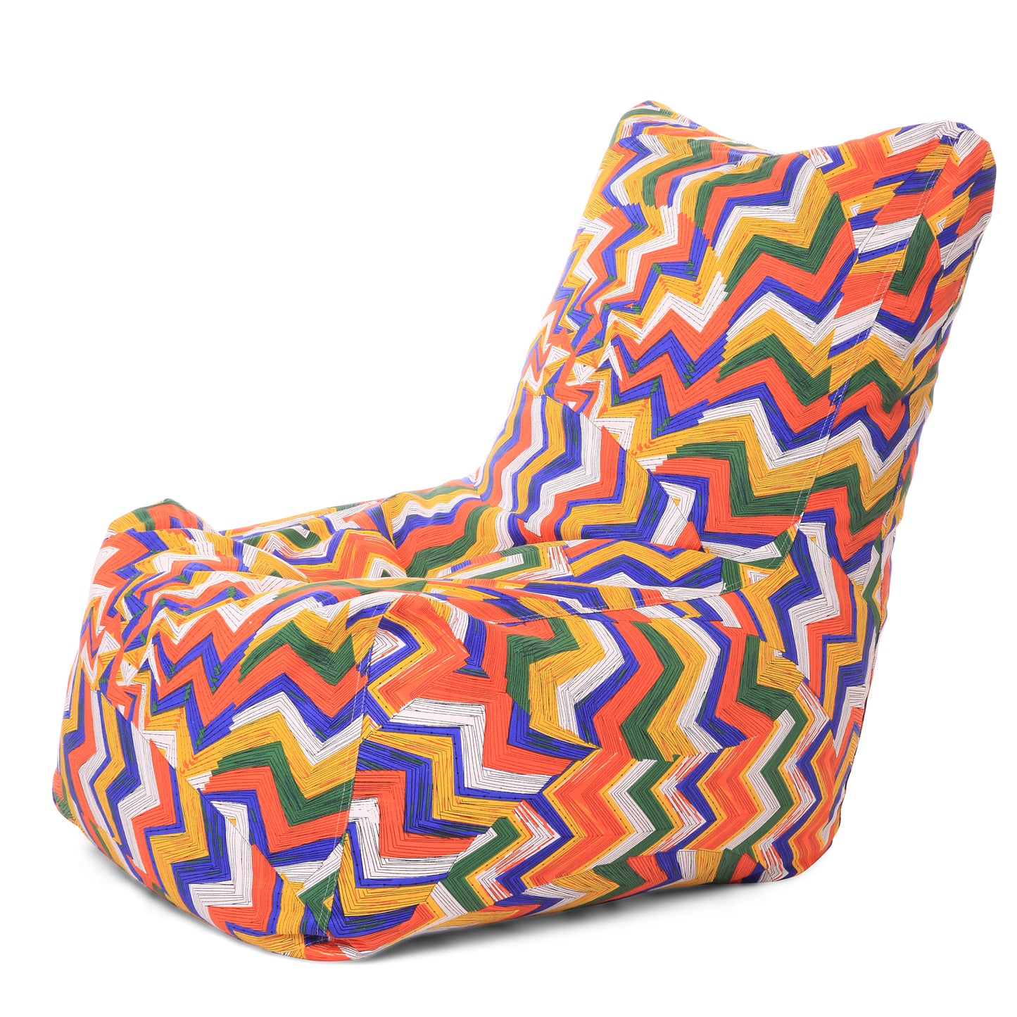 Style Homez Classic Cotton Canvas Chair Bean Bag, Geometric Printed XXXL Size Filled with Beans Fillers