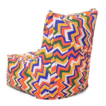 Style Homez Classic Cotton Canvas Chair Bean Bag, Geometric Printed XXXL Size Filled with Beans Fillers