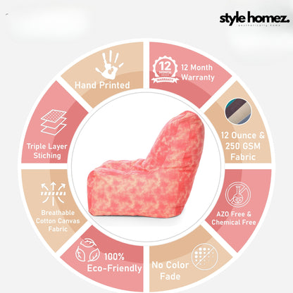 Style Homez Classic Cotton Canvas Chair Bean Bag, Abstract Printed XXXL Size Filled with Beans Fillers