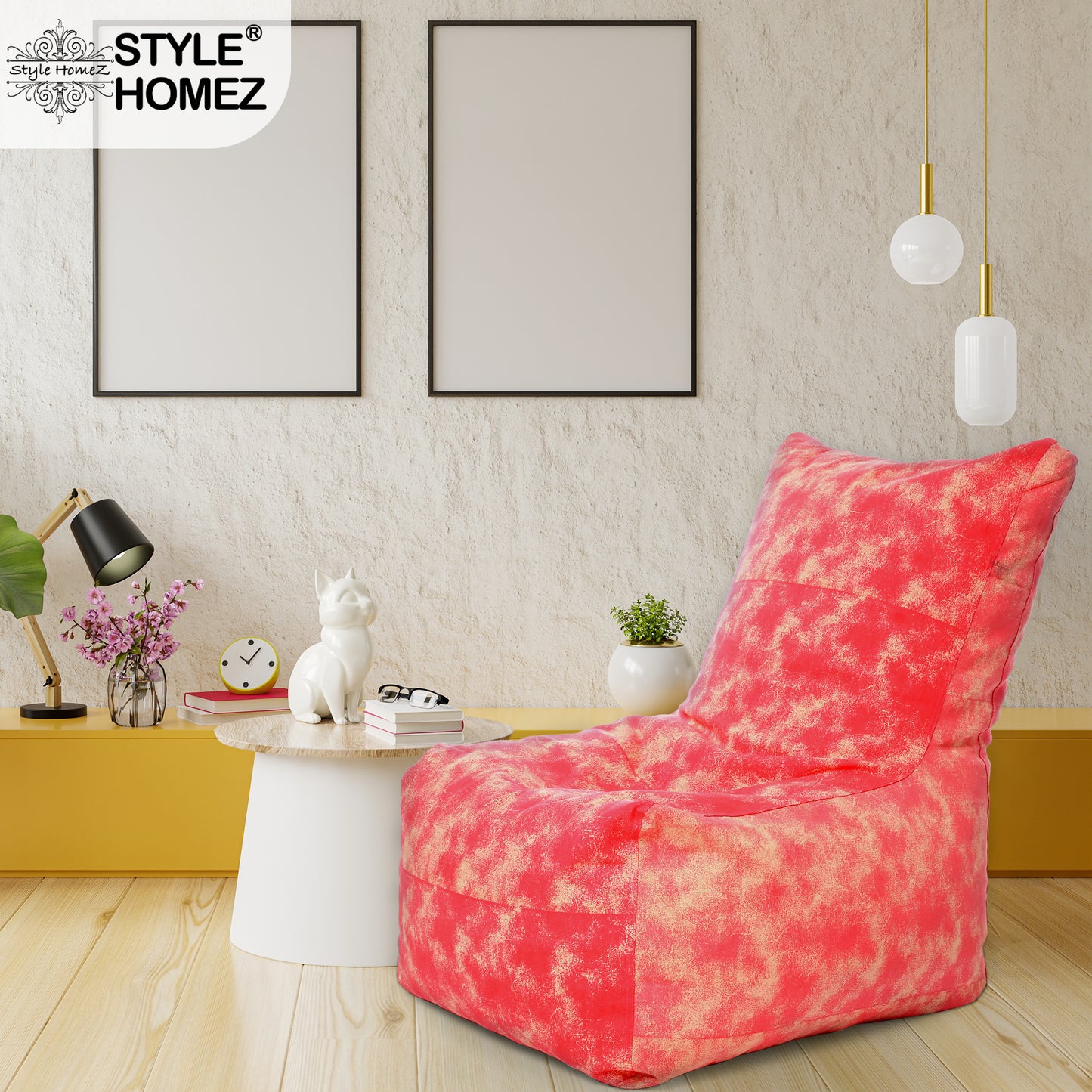 Style Homez Classic Cotton Canvas Chair Bean Bag, Abstract Printed XXXL Size Filled with Beans Fillers
