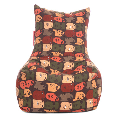 Style Homez Classic Cotton Canvas Chair Bean Bag, Abstract Printed XXXL Size Filled with Beans Fillers
