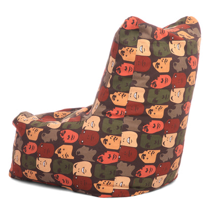 Style Homez Classic Cotton Canvas Chair Bean Bag, Abstract Printed XXXL Size Filled with Beans Fillers