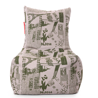 Style Homez Classic Cotton Canvas Chair Bean Bag, Abstract Printed XXXL Size Filled with Beans Fillers