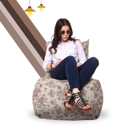 Style Homez Classic Cotton Canvas Chair Bean Bag, Abstract Printed XXXL Size Filled with Beans Fillers