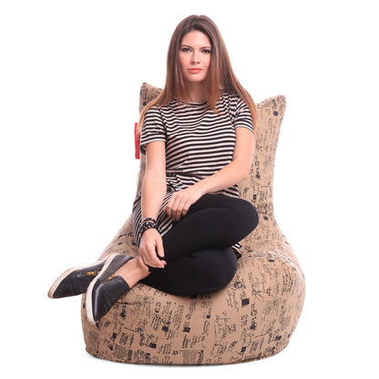 Style Homez Classic Cotton Canvas Chair Bean Bag, Abstract Printed XXXL Size Filled with Beans Fillers