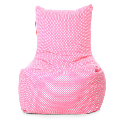 Style Homez Classic Cotton Canvas Chair Bean Bag, Polka Dots Printed XXXL Size Filled with Beans Fillers