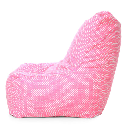 Style Homez Classic Cotton Canvas Chair Bean Bag, Polka Dots Printed XXXL Size Filled with Beans Fillers