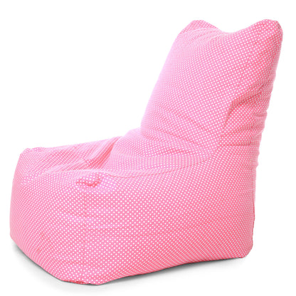 Style Homez Classic Cotton Canvas Chair Bean Bag, Polka Dots Printed XXXL Size Filled with Beans Fillers