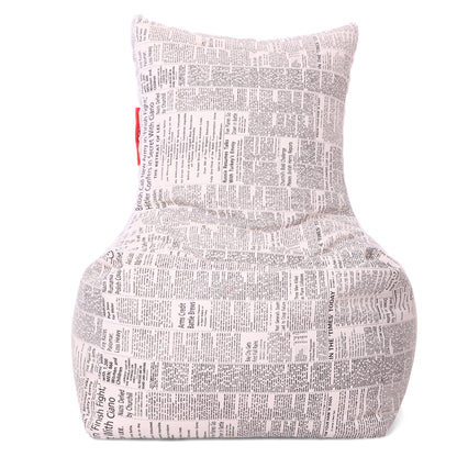 Style Homez Classic Cotton Canvas Chair Bean Bag, Newspaper Printed XXXL Size Filled with Beans Fillers