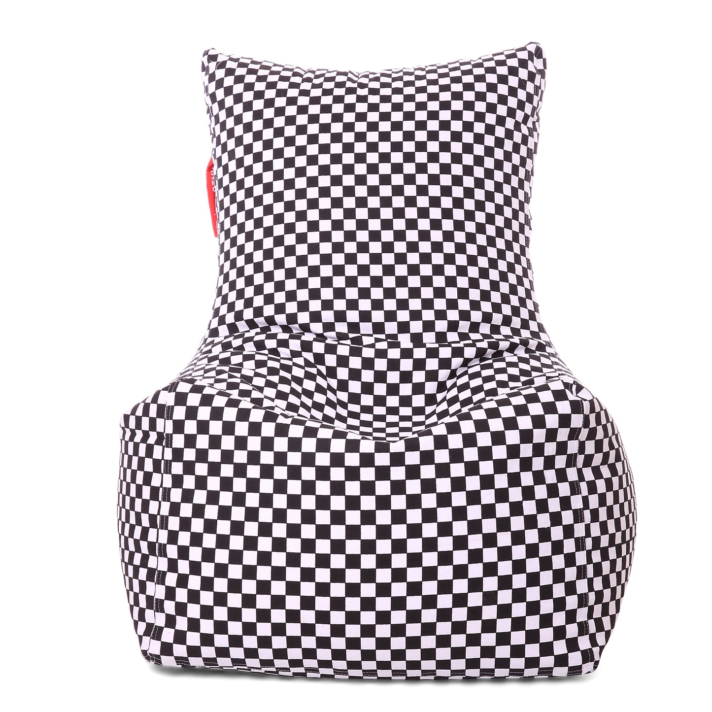 Style Homez Classic Cotton Canvas Chair Bean Bag, Checkered Printed XXXL Size Filled with Beans Fillers